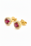 Ruby Diamond Halo Stud Earrings