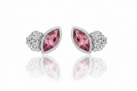 Accented Marquis Pink Tourmaline Earrings