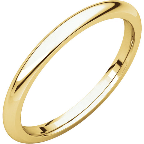 2 mm Yellow Gold Comfort Fit Classic Wedding Band