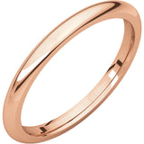 2 mm Rose Gold Comfort Fit Classic Wedding Band