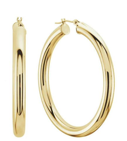 Small Classic Gold Tube Earrings 4 mm Thick