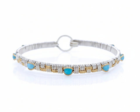 Larimar Basket Weave Bangle Bracelet