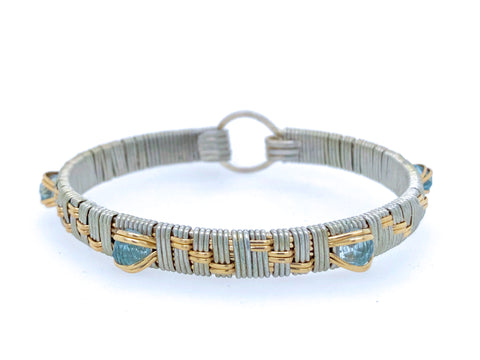 Light Blue Topaz Elite Basket Weave Bangle Bracelet