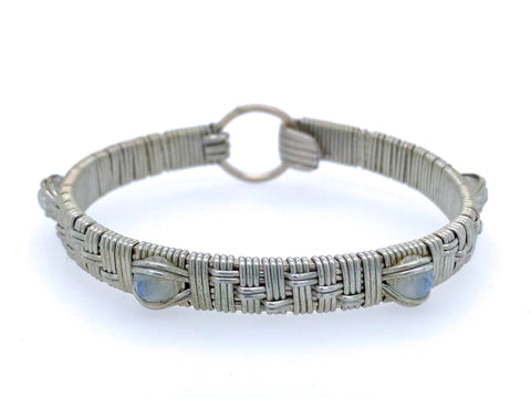 Moonstone Basket Weave Elite Bangle Bracelet