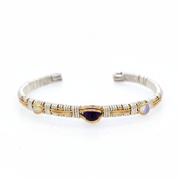 Southwest Three Stone Cuff: Garnet and Opal