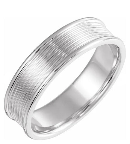 Half Round Grooved Men's Wedding Band