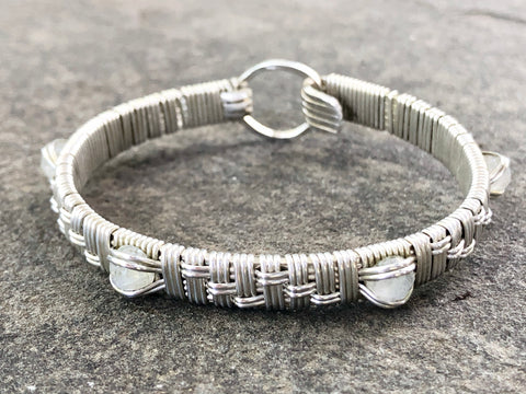 Moonstone Basket Weave Elite Bangle Bracelet