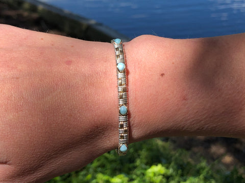 Larimar Basket Weave Bangle Bracelet