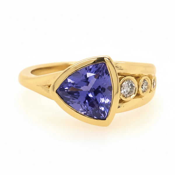 Trillion Tanzanite and Diamond Ring