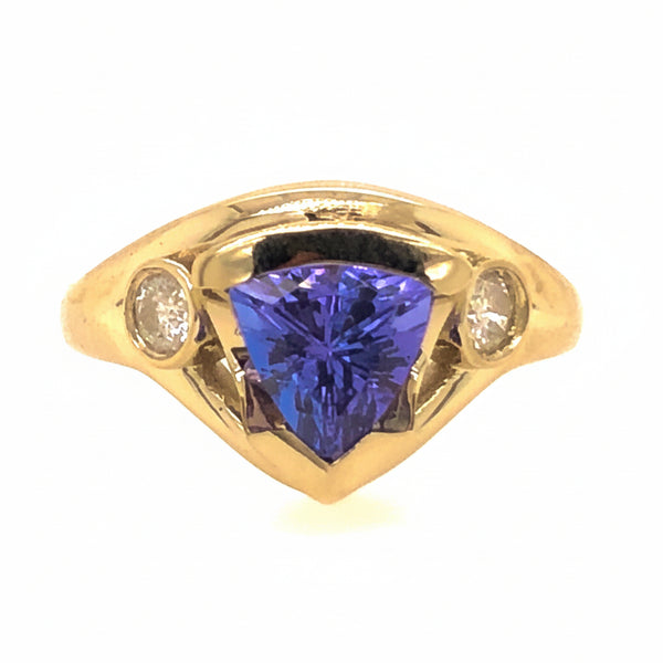 Trillion Tanzanite 3 Stone Ring