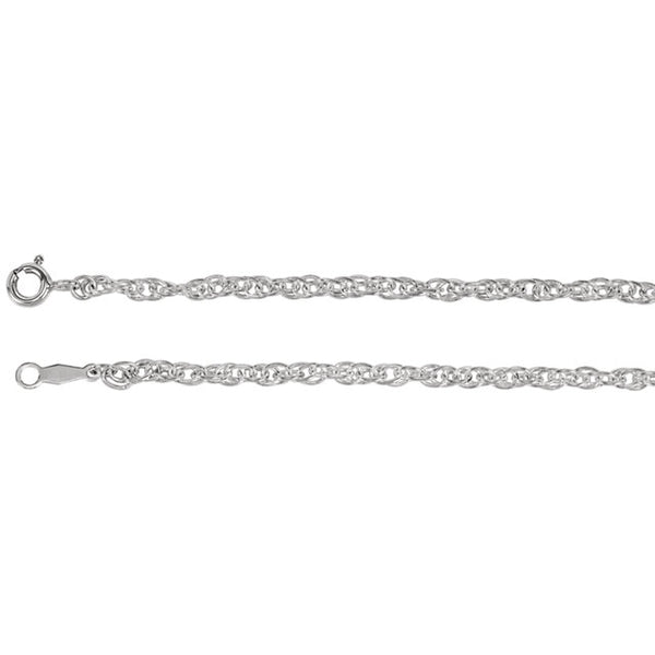 Sterling Silver 2.5 mm Solid Rope Chain