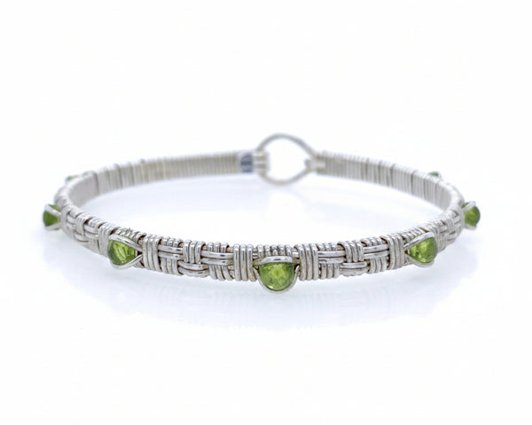 Peridot Basket Weave Bangle Bracelet