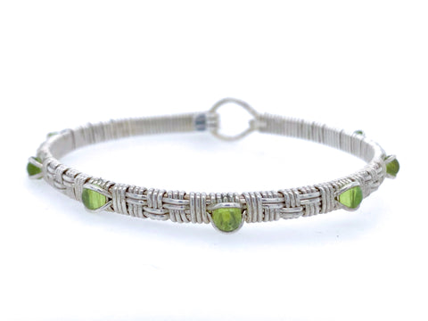 Peridot Basket Weave Bangle Bracelet