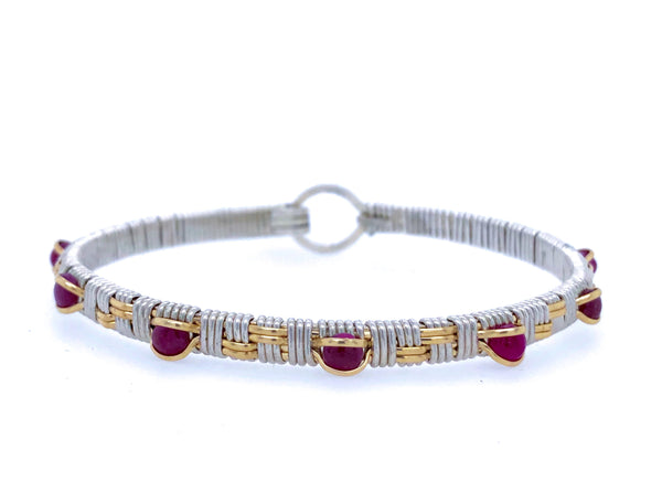 Ruby Basket Weave Bangle Bracelet