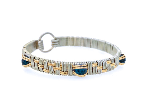 London Blue Topaz Basket Weave Elite Bangle Bracelet