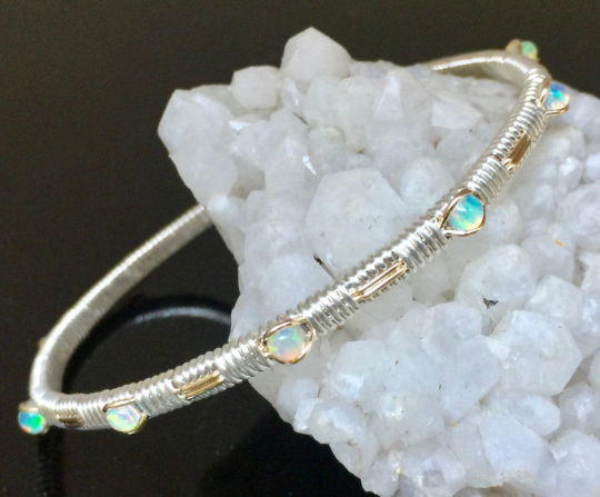 Opal Petite Classic Gemstone Bangle Bracelet