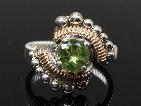 Beaded Peridot Wire Wrapped Ring
