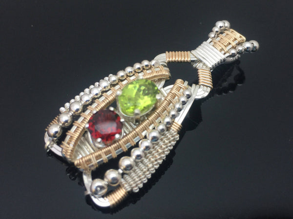 Peridot and Garnet Coiled Amulet
