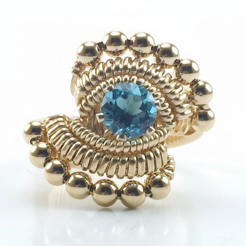Beaded Swiss Blue Topaz Ring