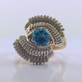 Wire Wrapped Thai Swiss Blue Topaz Ring (Size 6) Argentium Silver 14 Karat Gold Filled Wire Wrapped Jewelry