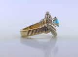 Wire Wrapped Thai Swiss Blue Topaz Ring (Size 6) Argentium Silver 14 Karat Gold Filled Wire Wrapped Jewelry