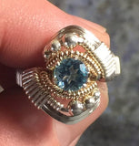 Wire Wrapped Swiss Blue Topaz Ring (Size 6)