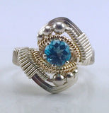 Wire Wrapped Swiss Blue Topaz Ring (Size 6)
