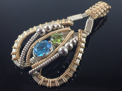 Swiss Blue Topaz and Peridot Pulse Amulet