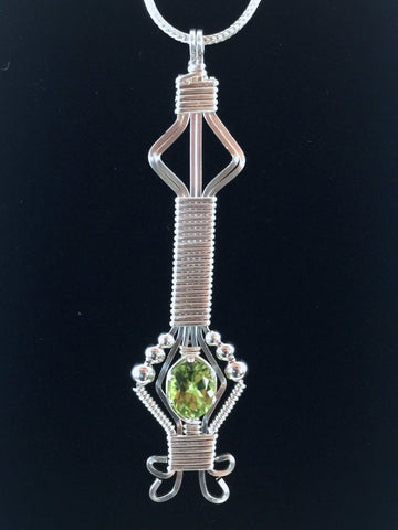 Wire Wrapped German Peridot Pendant Argentium Silver Wire and Gemstone Wrapped Jewelry