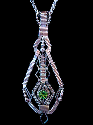 Wire Wrapped German Peridot Pendant Fine Silver Talisman Argentium Birthstone Silver Jewelry