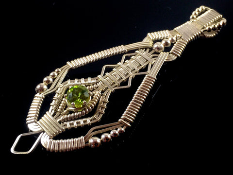 Wire Wrapped German Peridot Pendant Fine Silver Talisman Argentium Birthstone Silver Jewelry