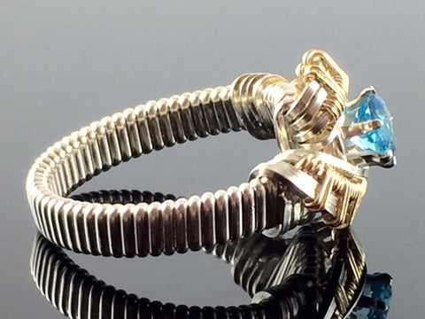 Tribe Swiss Blue Topaz Wire Wrapped Ring