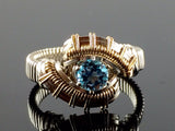 Tribe Swiss Blue Topaz Wire Wrapped Ring