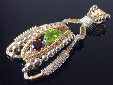 Peridot and Garnet Coiled Amulet