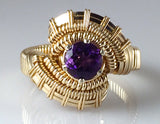 Pulse Gold Amethyst Gemstone Wire Wrapped Ring