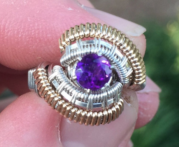 Spartan Amethyst Wire Wrapped Ring
