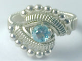 Sky Blue Topaz Ring Argentium Fine Silver Wire Wrapped Jewelry