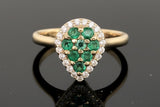 Emerald Teardrop Pave Ring