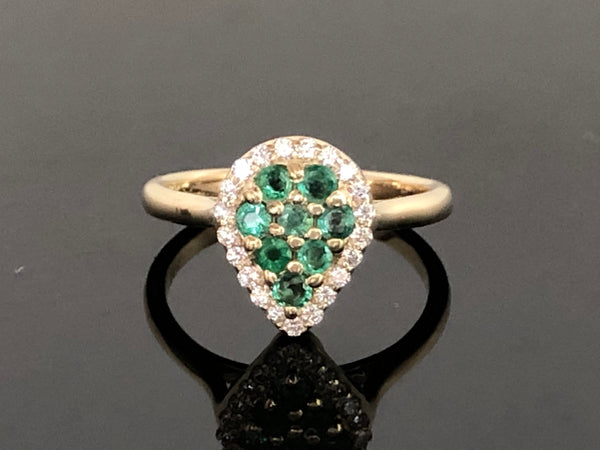 Emerald Teardrop Pave Ring