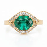 Emerald and Diamond Halo East to West Setting