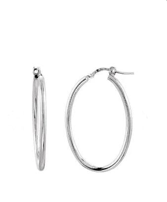 Oval Sterling Silver Tube Earrings
