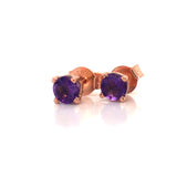 14K Rose Gold Amethyst Stud Earrings