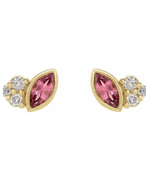 Accented Marquis Pink Tourmaline Earrings